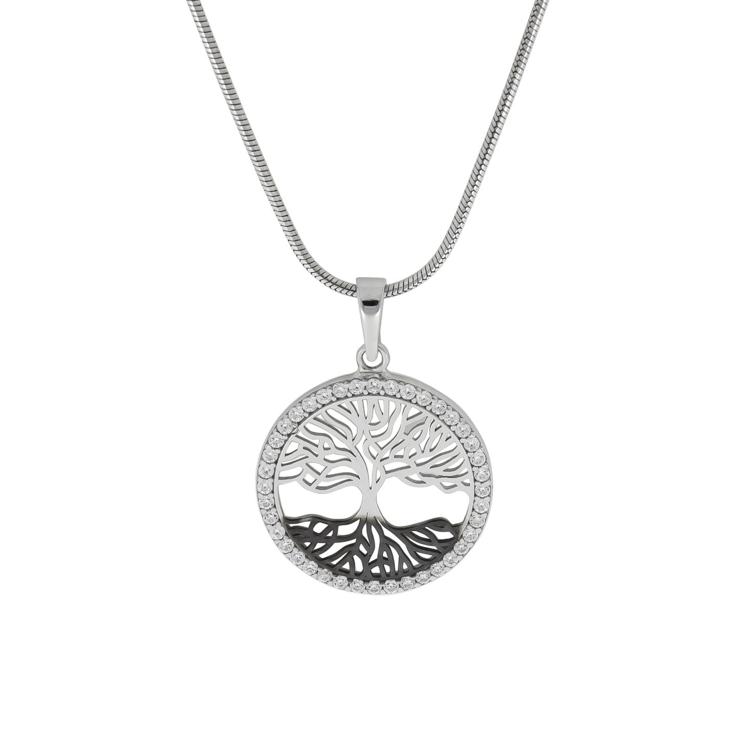 Anhänger mit Kette Schlangenkette 925/- Sterling Silber rhodiniert 47,0cm Zirkonia