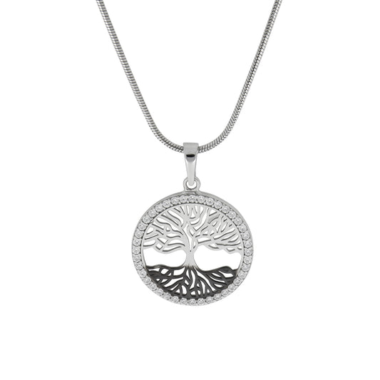 Anhänger mit Kette Schlangenkette 925/- Sterling Silber rhodiniert 47,0cm Zirkonia