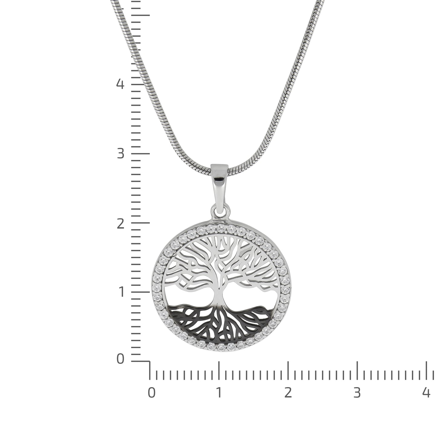 Anhänger mit Kette Schlangenkette 925/- Sterling Silber rhodiniert 47,0cm Zirkonia