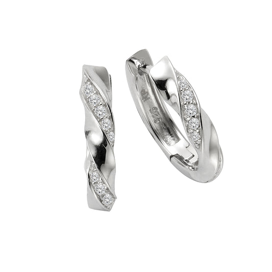 Ohrringe 925/- Sterling Silber rhodiniert 1,5cm Zirkonia