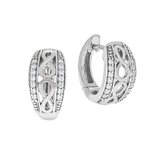 Ohrringe 925/- Sterling Silber rhodiniert 1,4cm Zirkonia