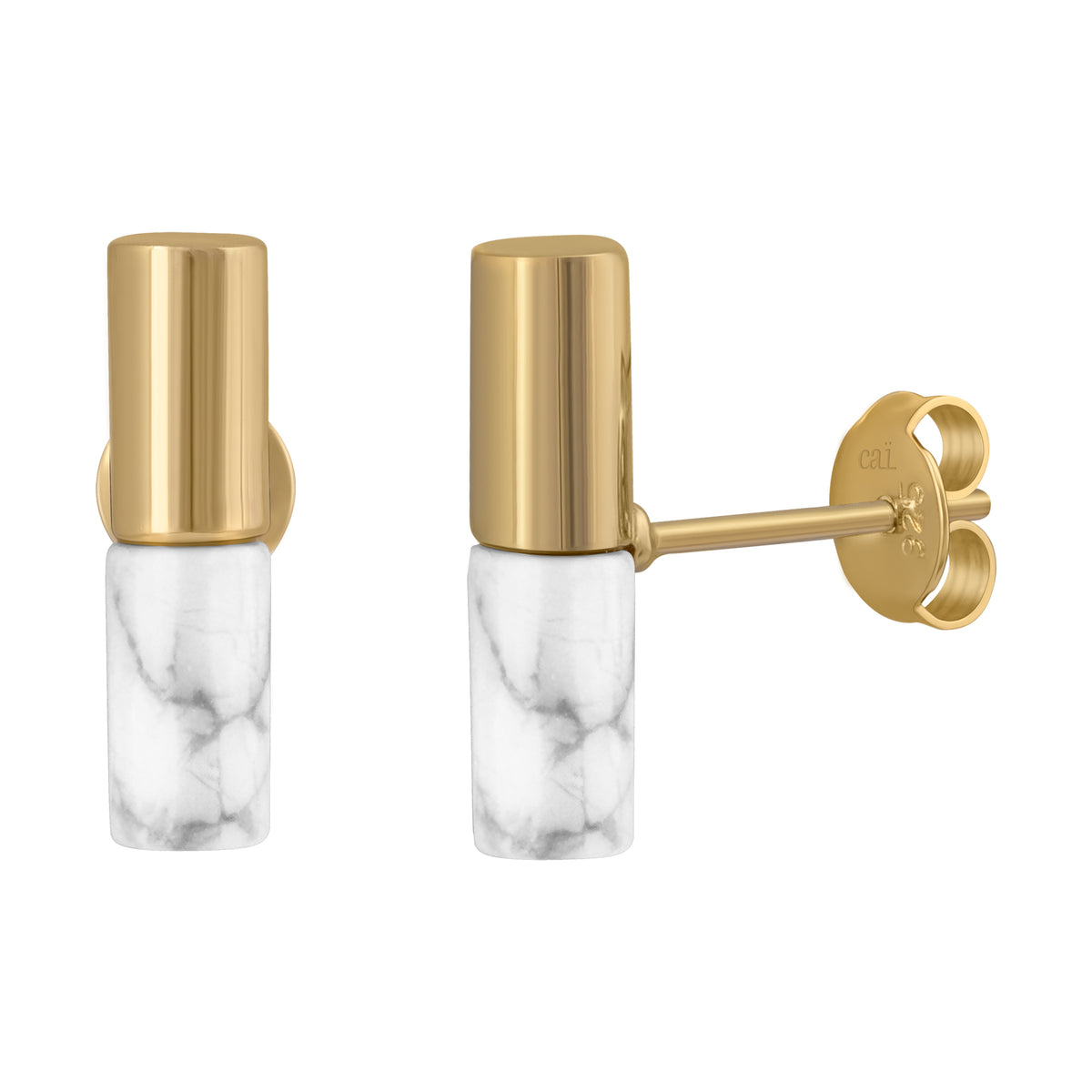 cai Ohrstecker 925/- Sterling Silber vergoldet 1,7cm Howlith