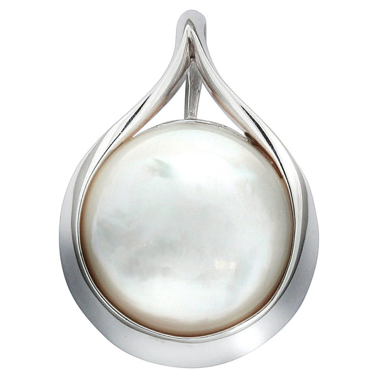 Anhänger 925/- Sterling Silber rhodiniert 2,5cm Perlmutt