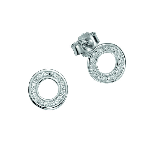 Ohrstecker 925/- Sterling Silber rhodiniert 0,9cm Zirkonia