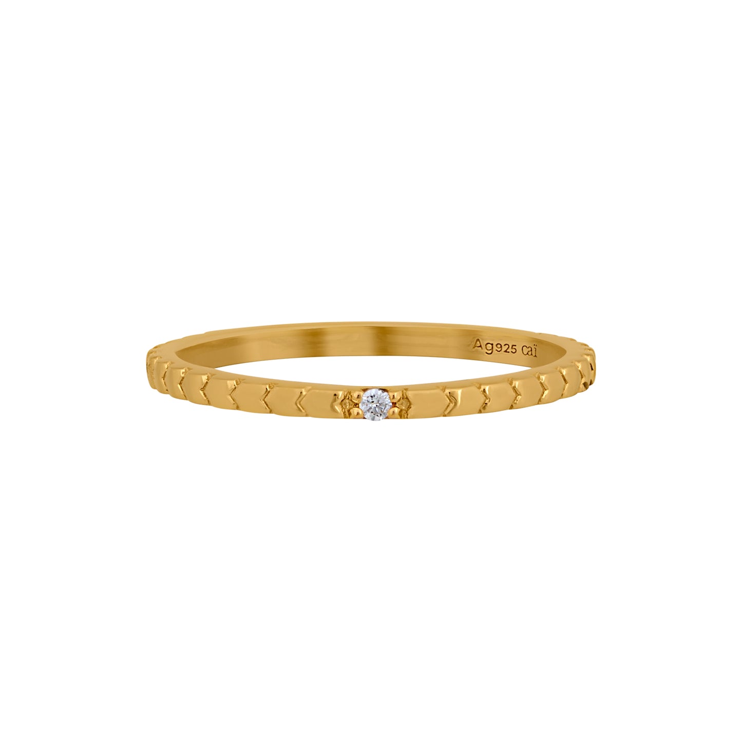cai Ring 925/- Sterling Silber vergoldet Zirkonia