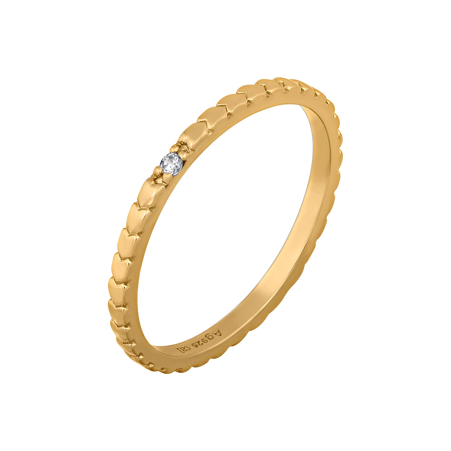 cai Ring 925/- Sterling Silber vergoldet Zirkonia