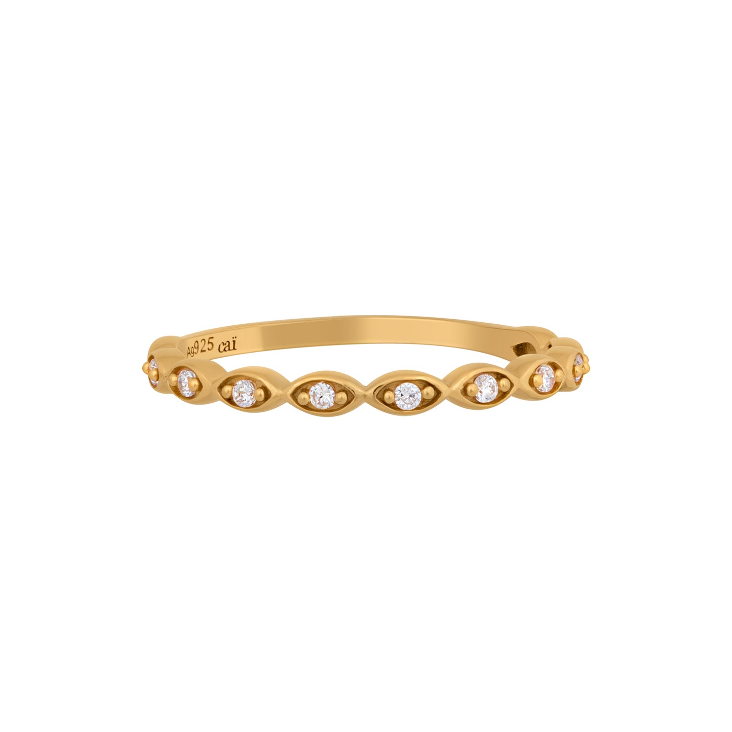 cai Ring 925/- Sterling Silber vergoldet Zirkonia