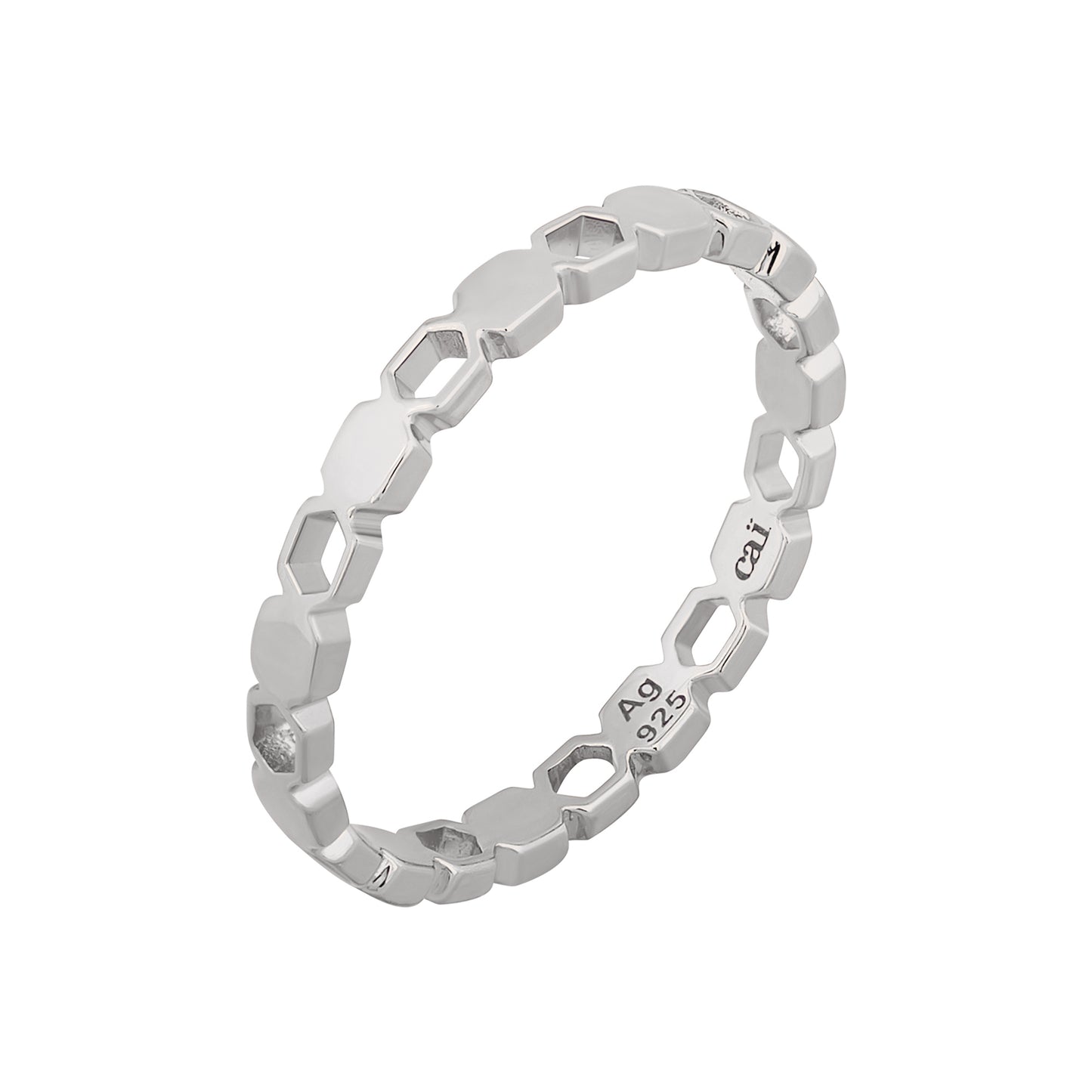 cai Ring 925/- Sterling Silber rhodiniert ohne Stein