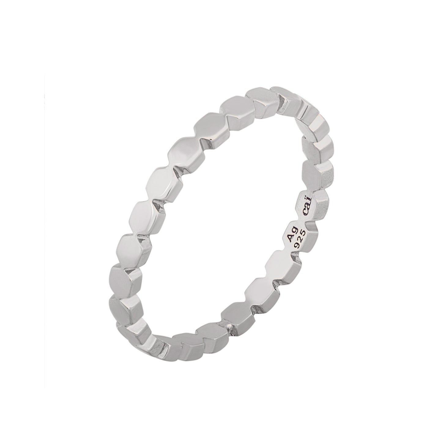 cai Ring 925/- Sterling Silber rhodiniert ohne Stein