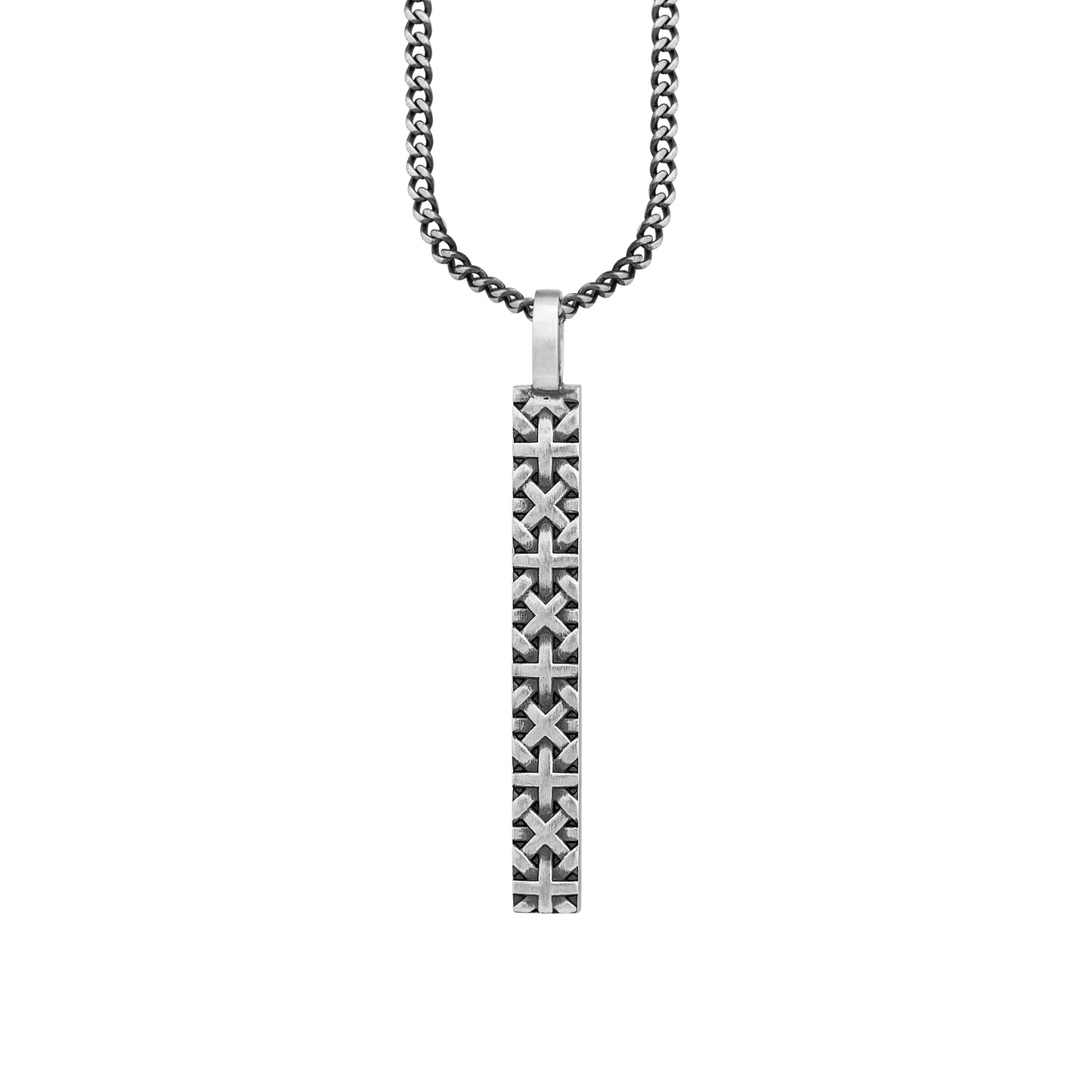 cai Anhänger mit Kette Panzerkette 925/- Sterling Silber oxidiert 60cm ohne