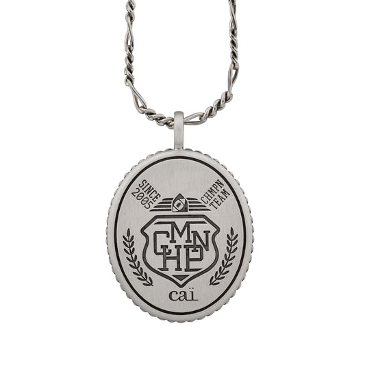 cai Anhänger mit Kette Figarokette 925/- Sterling Silber oxidiert 60cm ohne