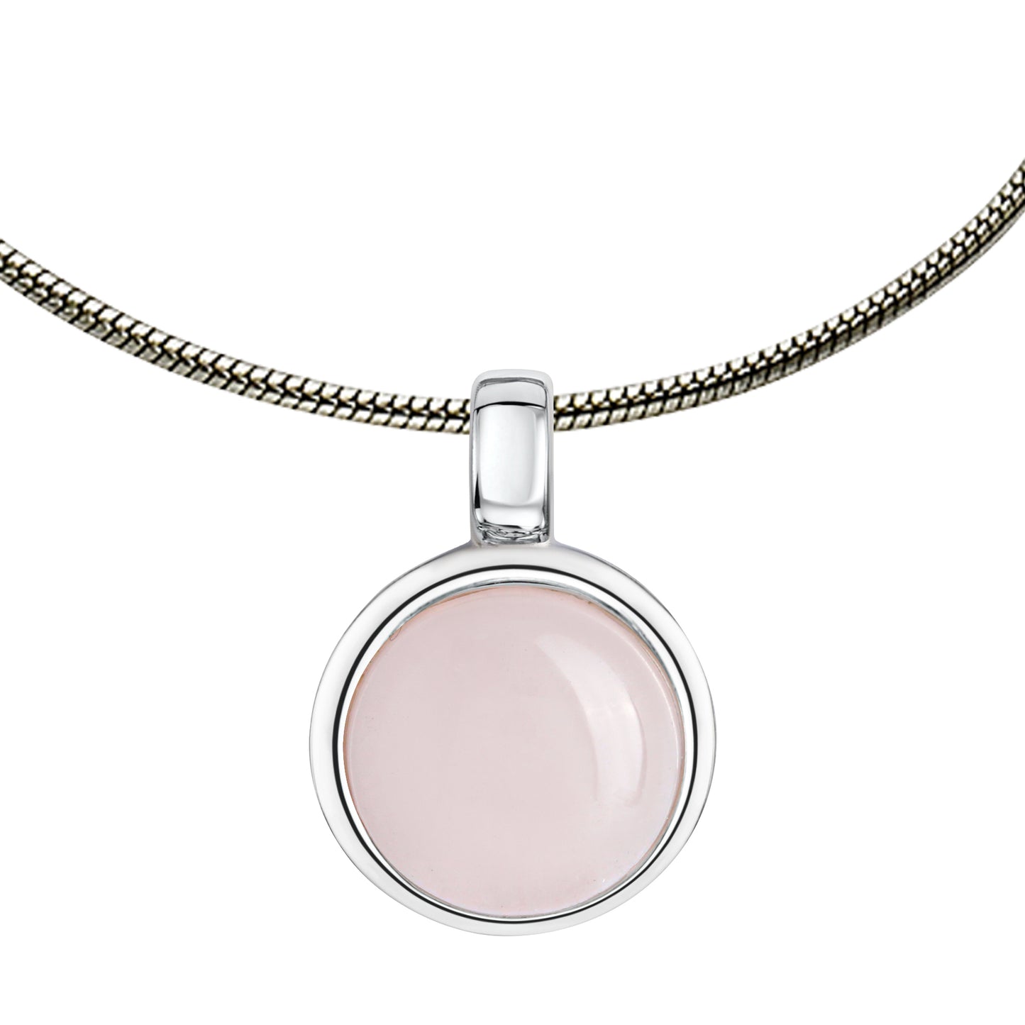 Halskette Schlangenkette 925/- Sterling Silber rhodiniert 47,0cm Rosenquarz