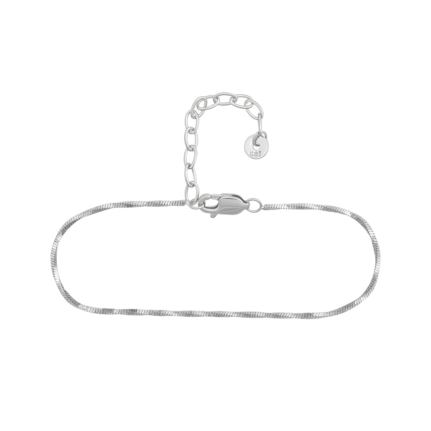cai Armband 4-kant Schlangenkette 925/- Sterling Silber rhodiniert 19,0cm