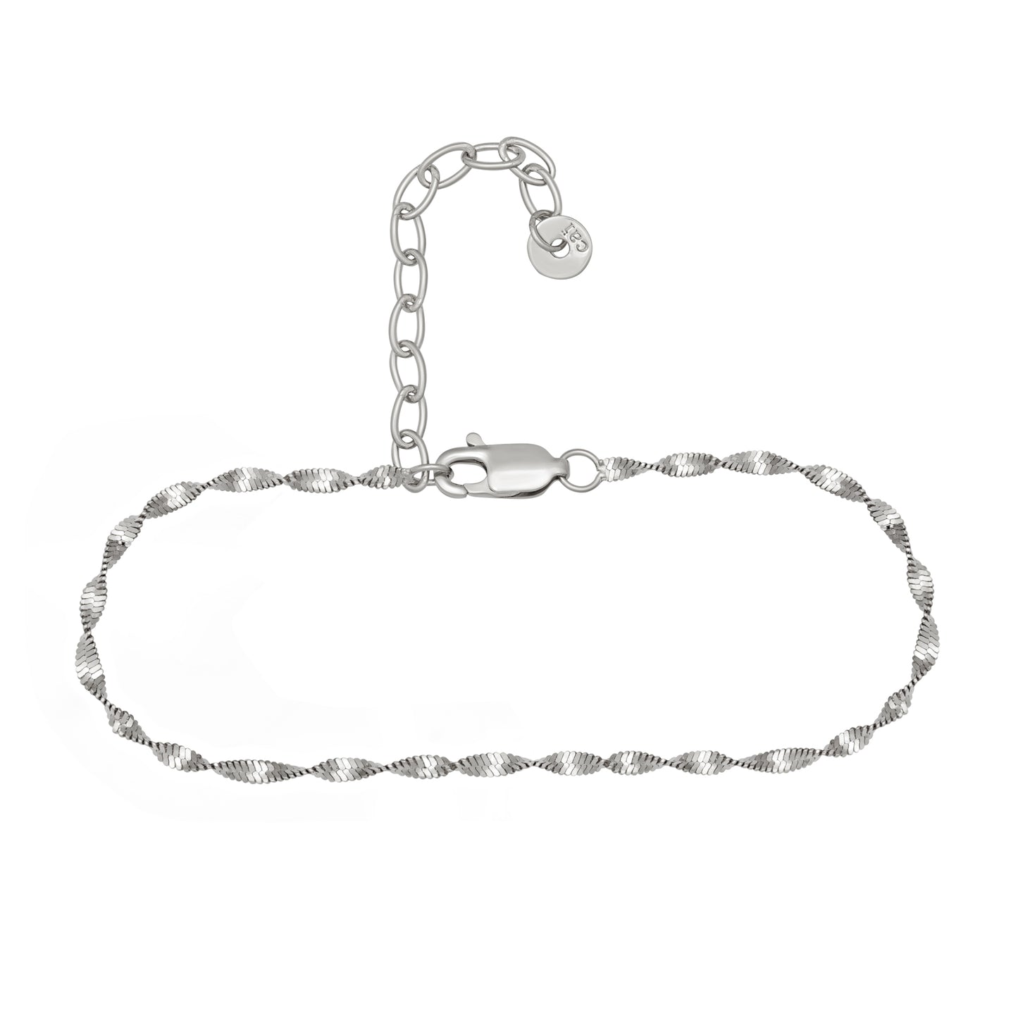cai Fußkette Flachankerkette 925/- Sterling Silber rhodiniert 25,0cm ohne