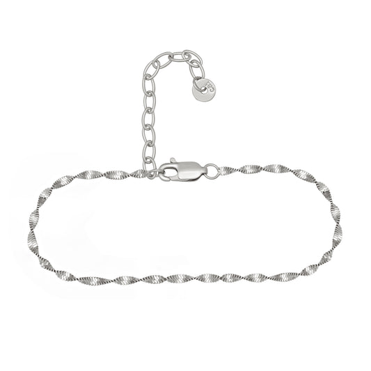 cai Fußkette Flachankerkette 925/- Sterling Silber rhodiniert 25,0cm ohne