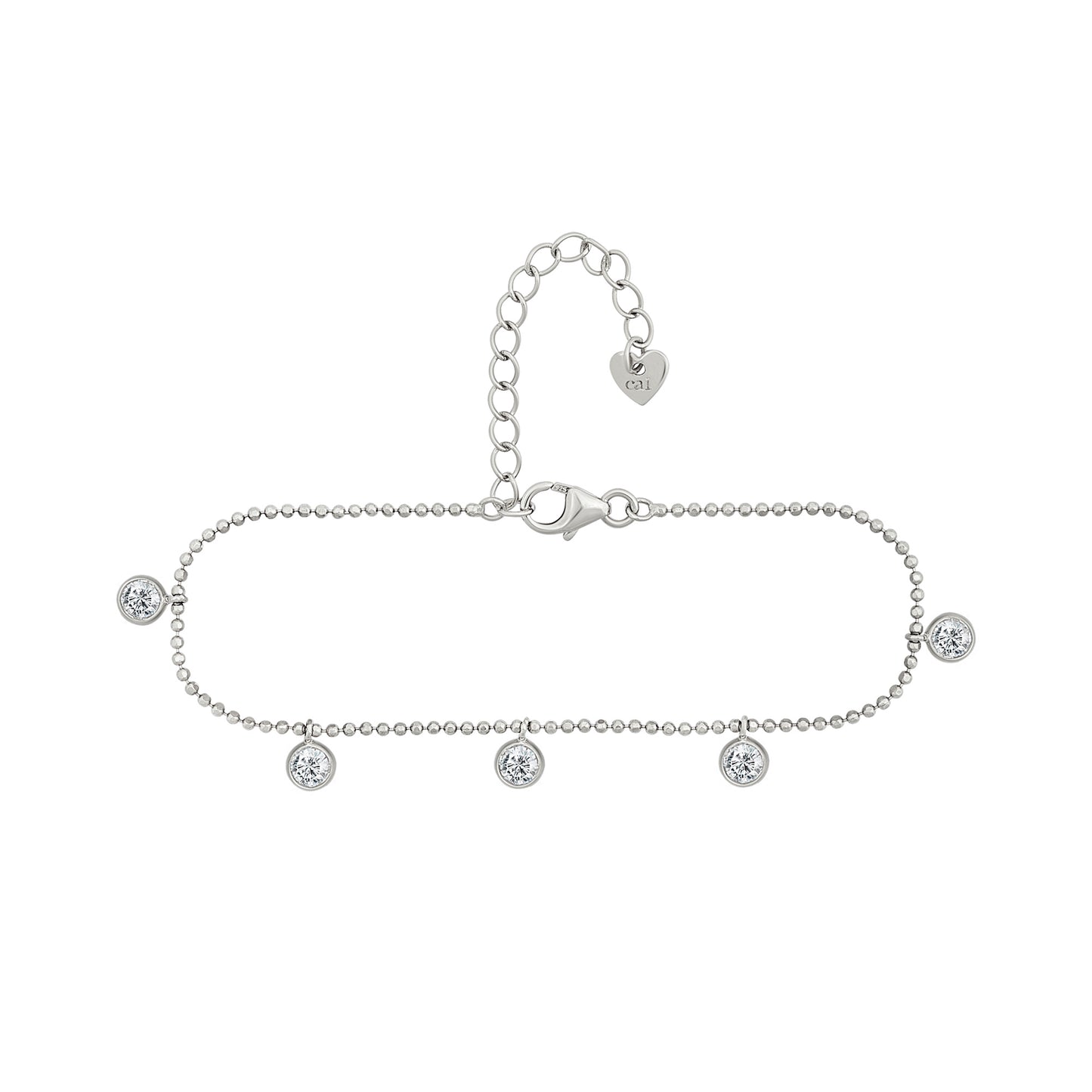 cai Armband Kugelkette 925/- Sterling Silber rhodiniert 19,0cm Zirkonia