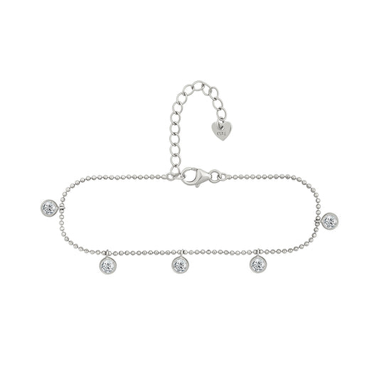 cai Armband Kugelkette 925/- Sterling Silber rhodiniert 19,0cm Zirkonia