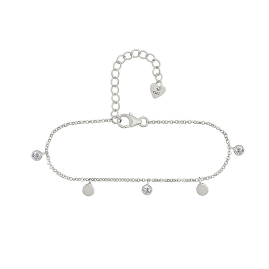 cai Armband Ankerkette 925/- Sterling Silber rhodiniert 19,0cm Zirkonia