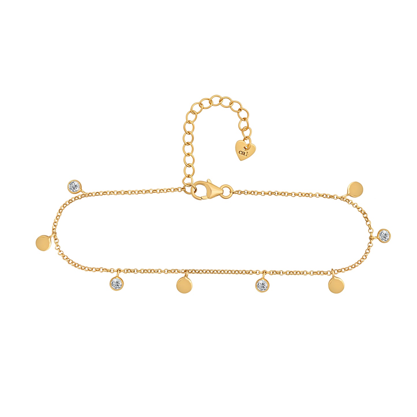 cai Fußkette Ankerkette 925/- Sterling Silber vergoldet 25,0cm Zirkonia