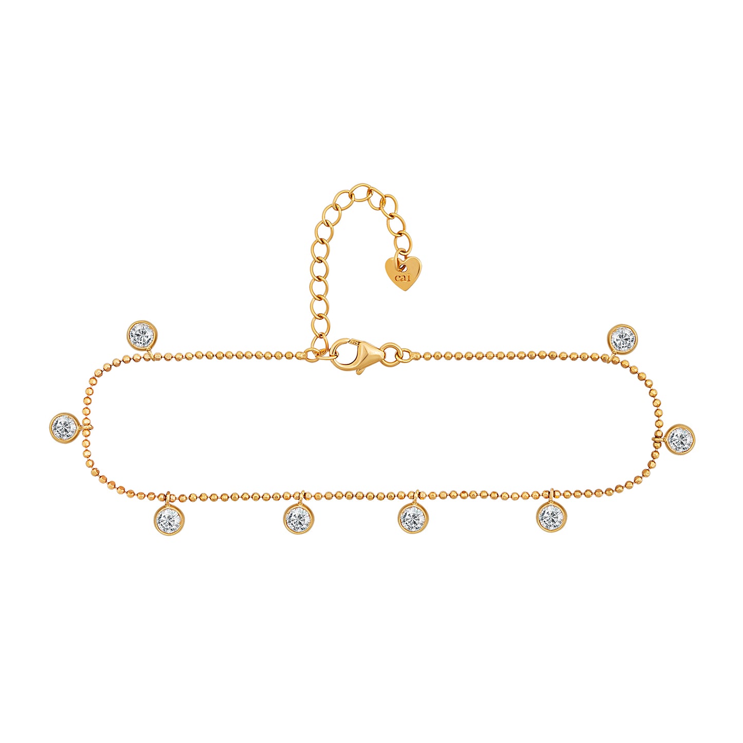 cai Fußkette Kugelkette 925/- Sterling Silber vergoldet 25,0cm Zirkonia