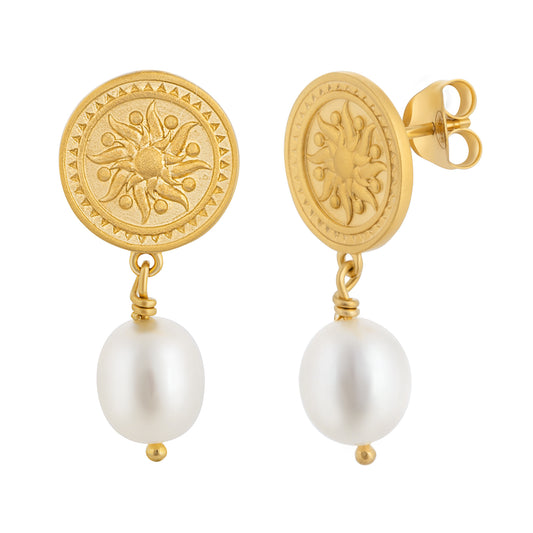 cai Ohrstecker 925/- Sterling Silber vergoldet 2,3cm Süßwasserzuchtperle