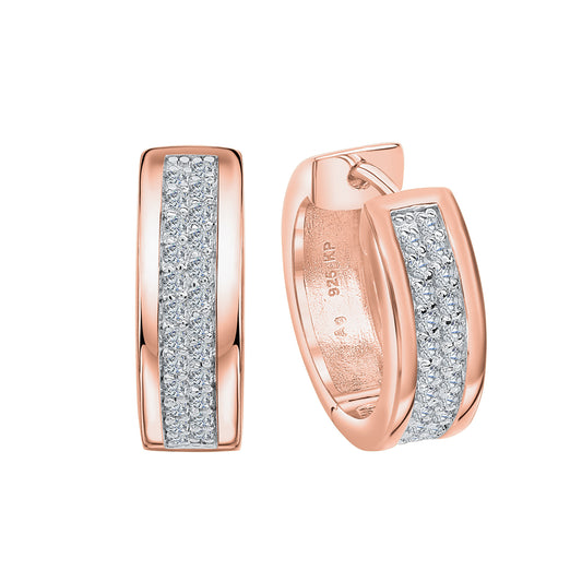 Creolen 925/- Sterling Silber rotvergoldet 1,8cm Zirkonia