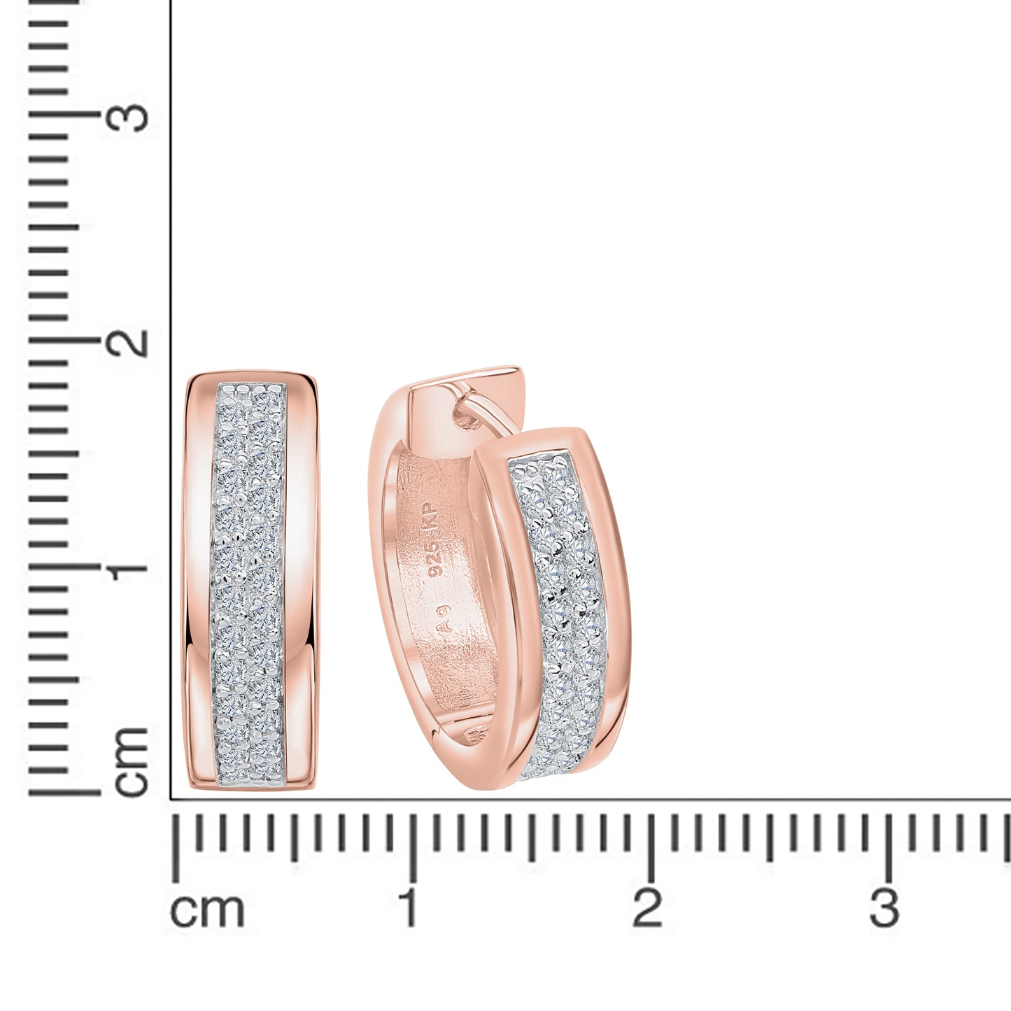 Creolen 925/- Sterling Silber rotvergoldet 1,8cm Zirkonia