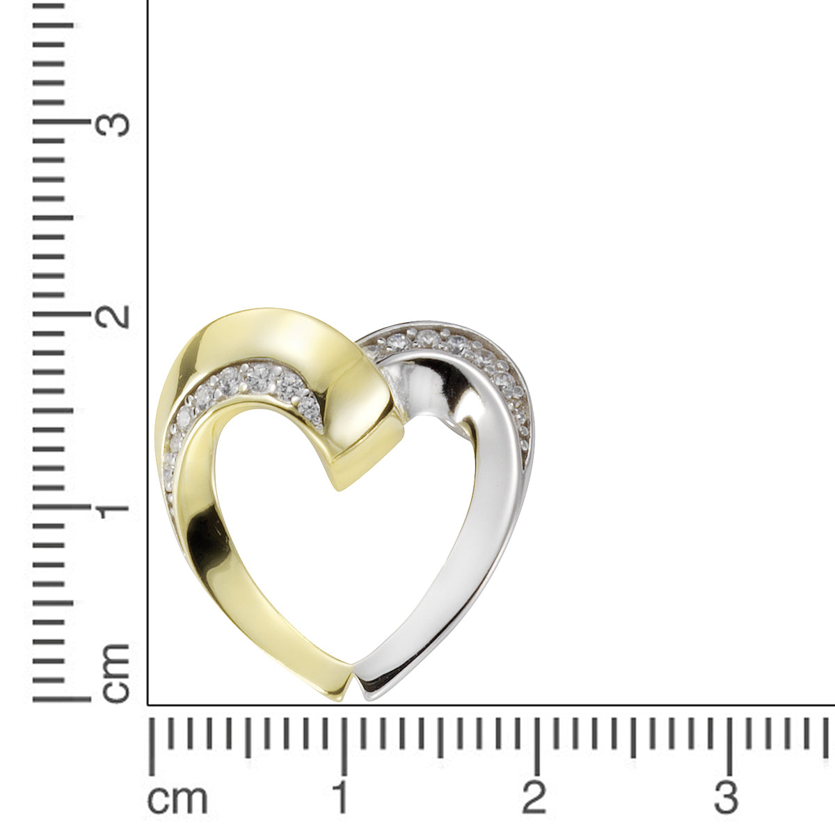 Anhänger 925/- Sterling Silber vergoldet (teil) 1,9cm Zirkonia