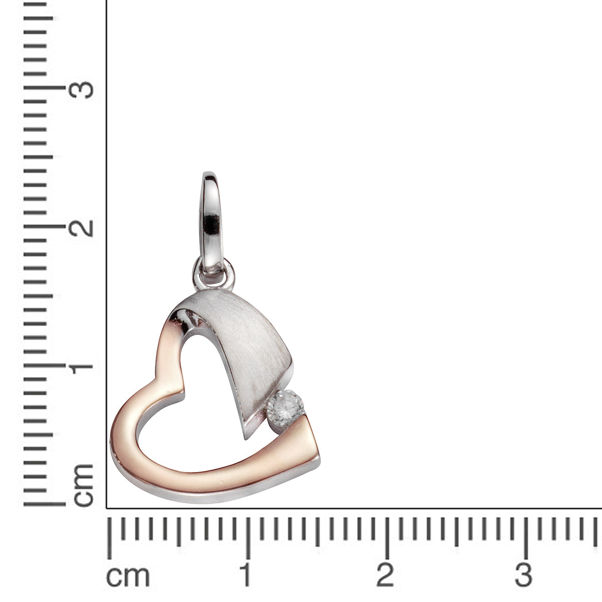 Anhänger 925/- Sterling Silber rotvergoldet (teil) 2,4cm Zirkonia