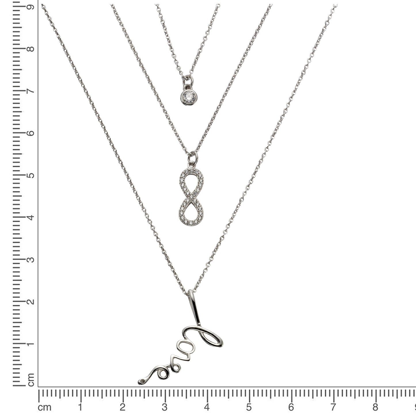 Collier Ankerkette 925/- Sterling Silber rhodiniert 47,0cm Zirkonia