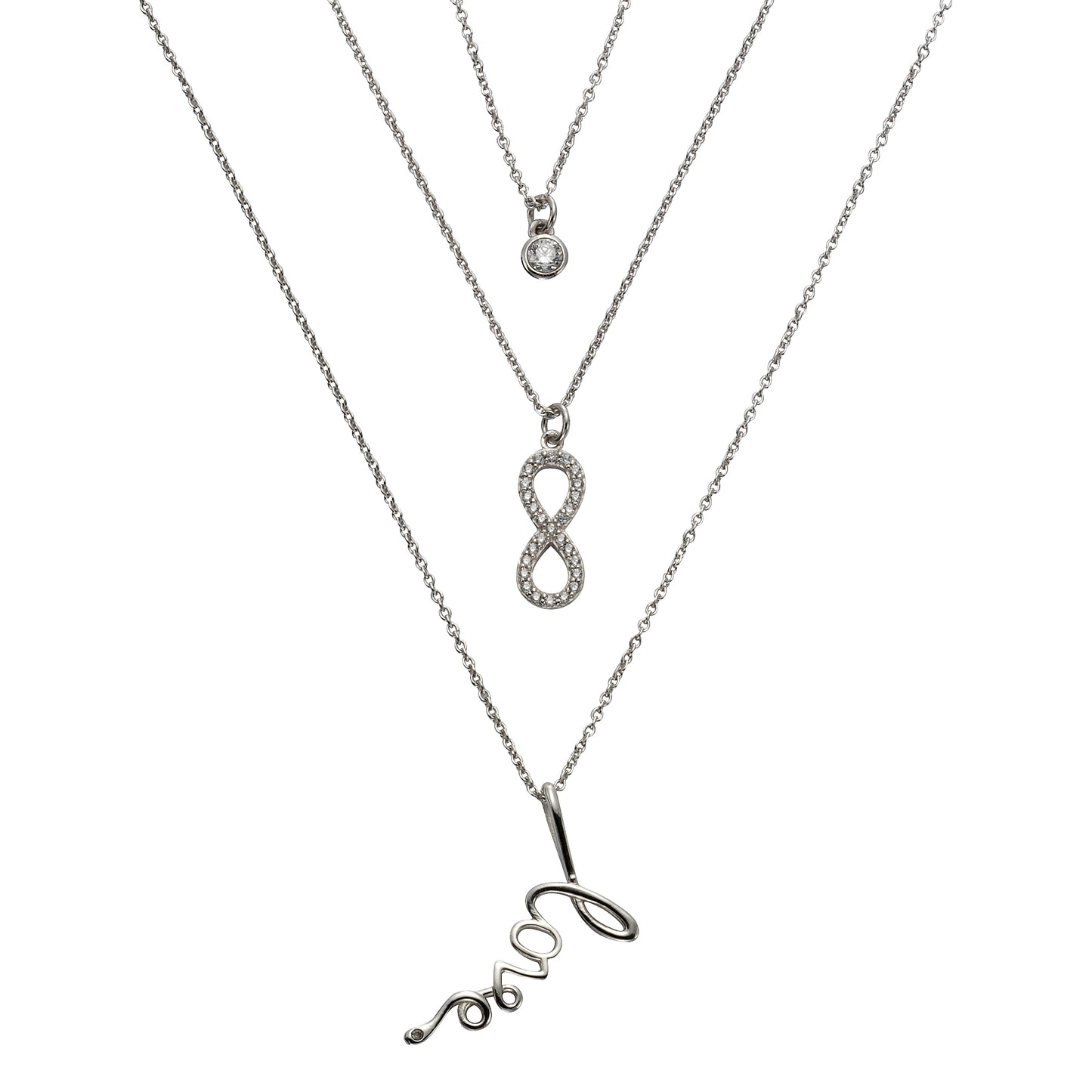 Collier Ankerkette 925/- Sterling Silber rhodiniert 47,0cm Zirkonia