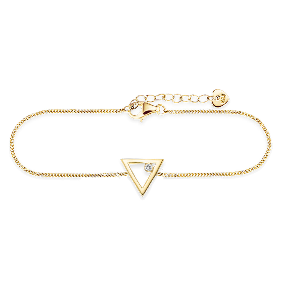 cai Armband Flachpanzerkette 925/- Sterling Silber vergoldet 19,0cm Zirkonia