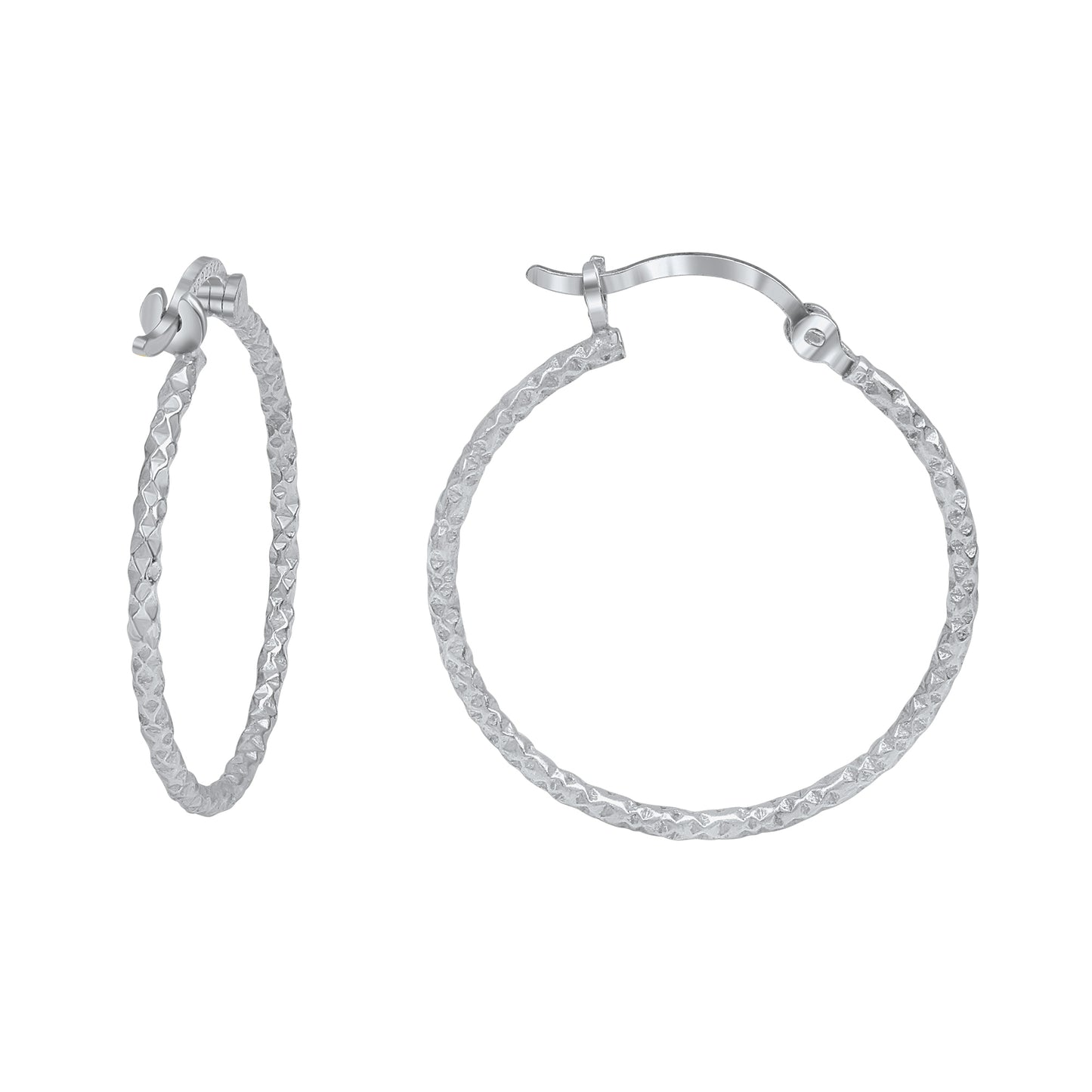 Creolen 925/- Sterling Silber rhodiniert 2,5cm ohne Stein