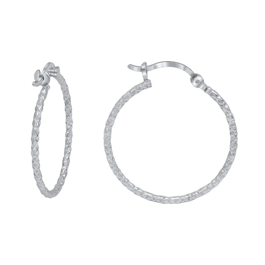 Creolen 925/- Sterling Silber rhodiniert 2,5cm ohne Stein
