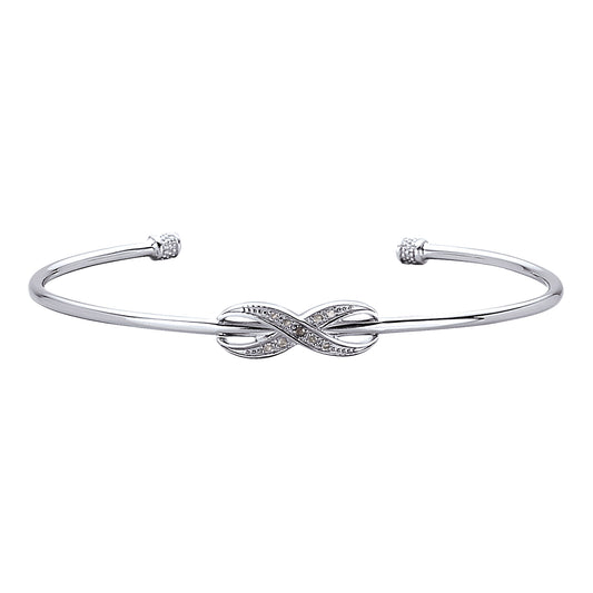 Armband Armreif 925/- Sterling Silber rhodiniert 18,5cm Diamant 0,09ct.