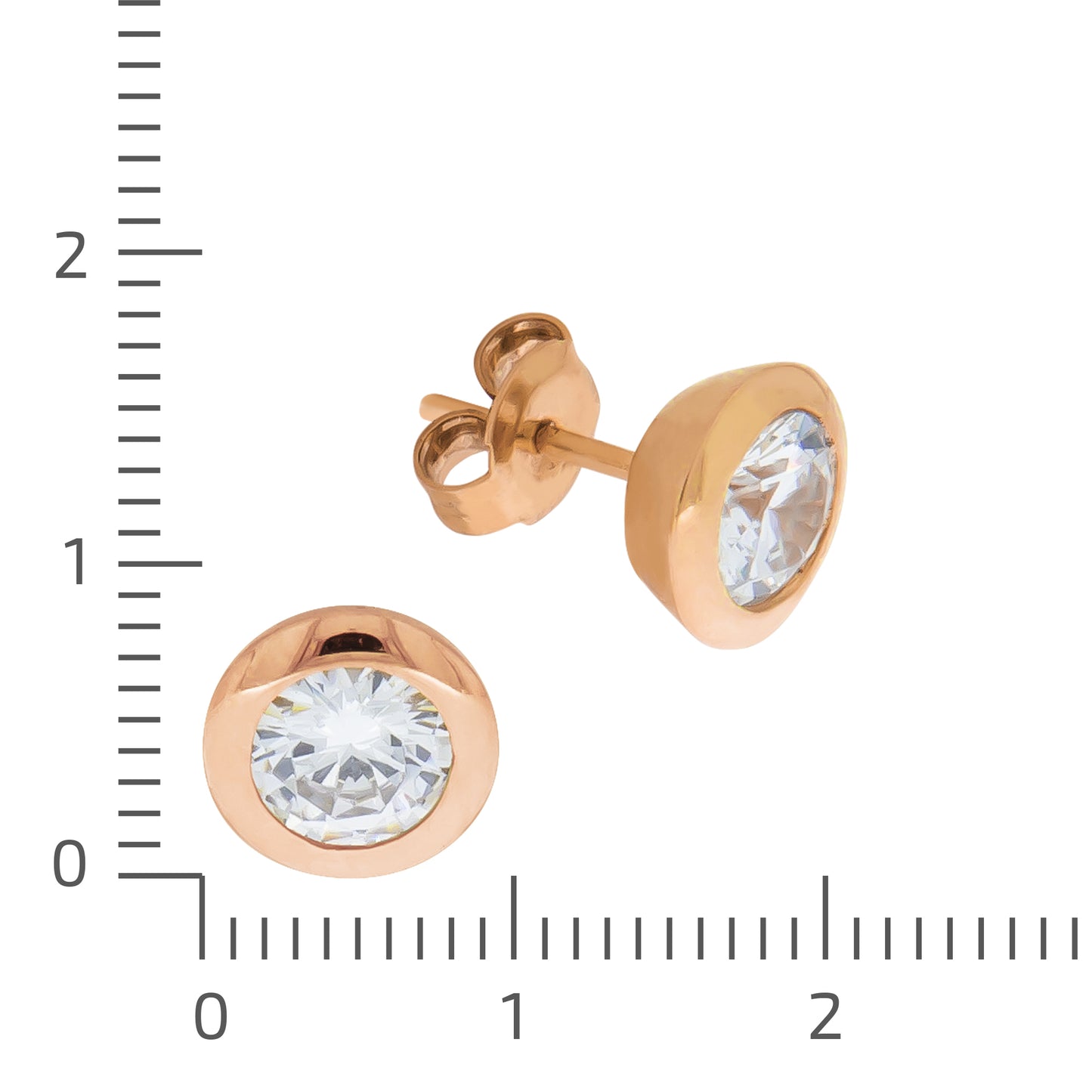 Ohrstecker 925/- Sterling Silber rotvergoldet 0,8cm Zirkonia