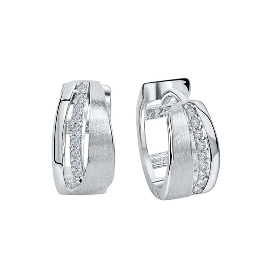 Creolen 925/- Sterling Silber rhodiniert 1,25cm Zirkonia