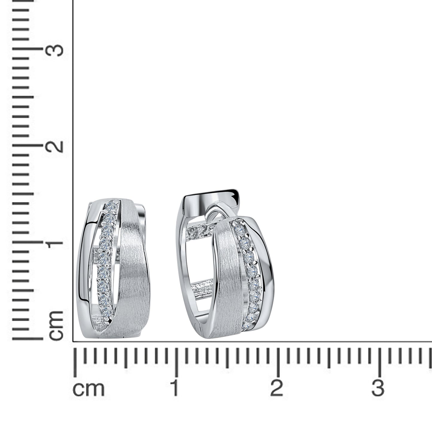 Creolen 925/- Sterling Silber rhodiniert 1,25cm Zirkonia
