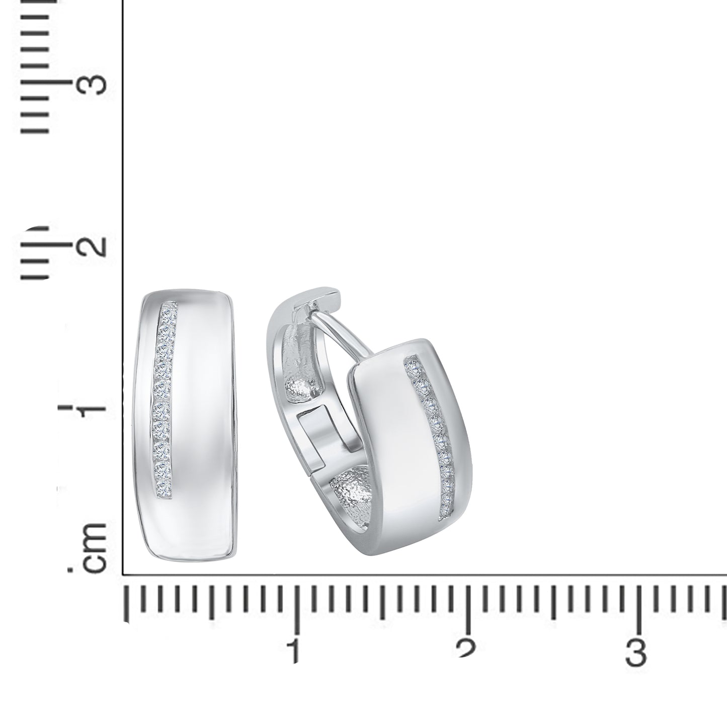 Creolen 925/- Sterling Silber rhodiniert 1,5cm Zirkonia