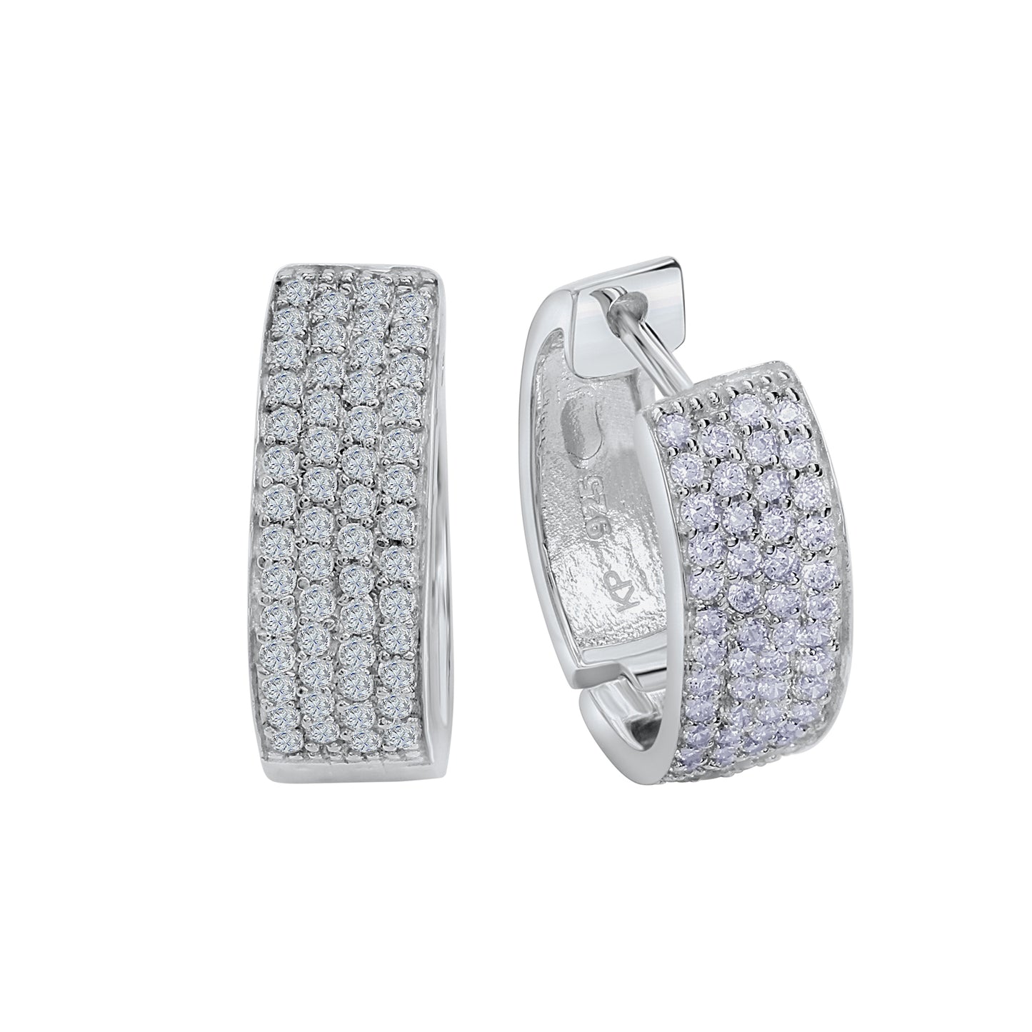 Creolen 925/- Sterling Silber rhodiniert 1,6cm Zirkonia
