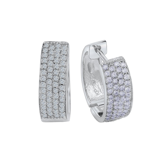 Creolen 925/- Sterling Silber rhodiniert 1,6cm Zirkonia