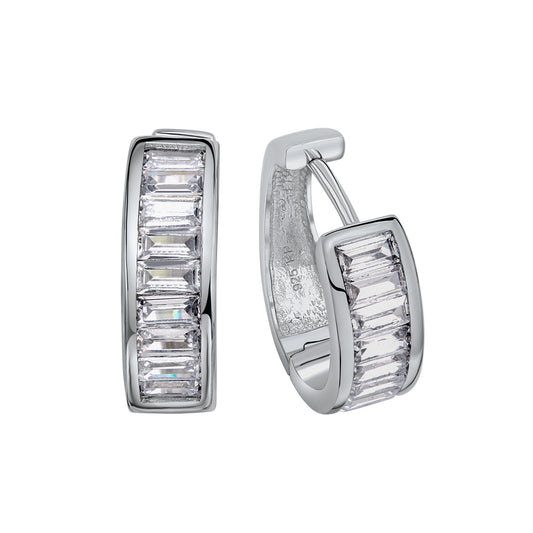 Creolen 925/- Sterling Silber rhodiniert 1,6cm Zirkonia