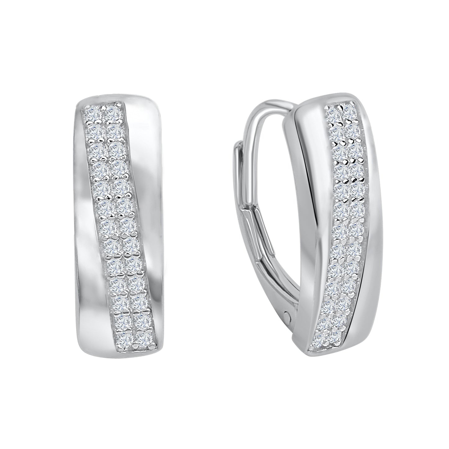 Creolen 925/- Sterling Silber rhodiniert 1,6cm Zirkonia