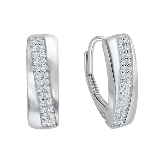 Creolen 925/- Sterling Silber rhodiniert 1,6cm Zirkonia