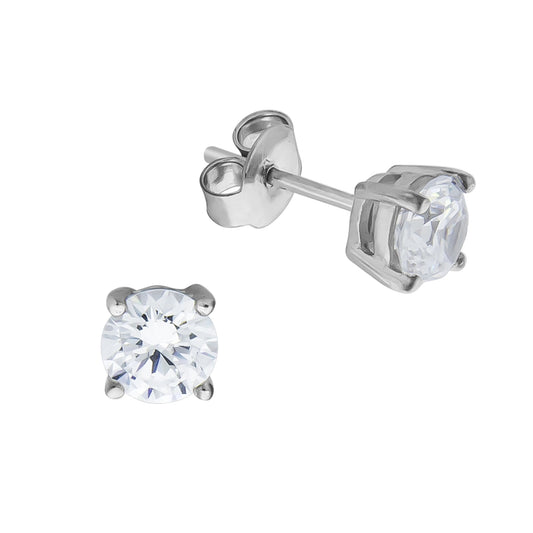 Ohrstecker 925/- Sterling Silber rhodiniert 0,6cm Zirkonia