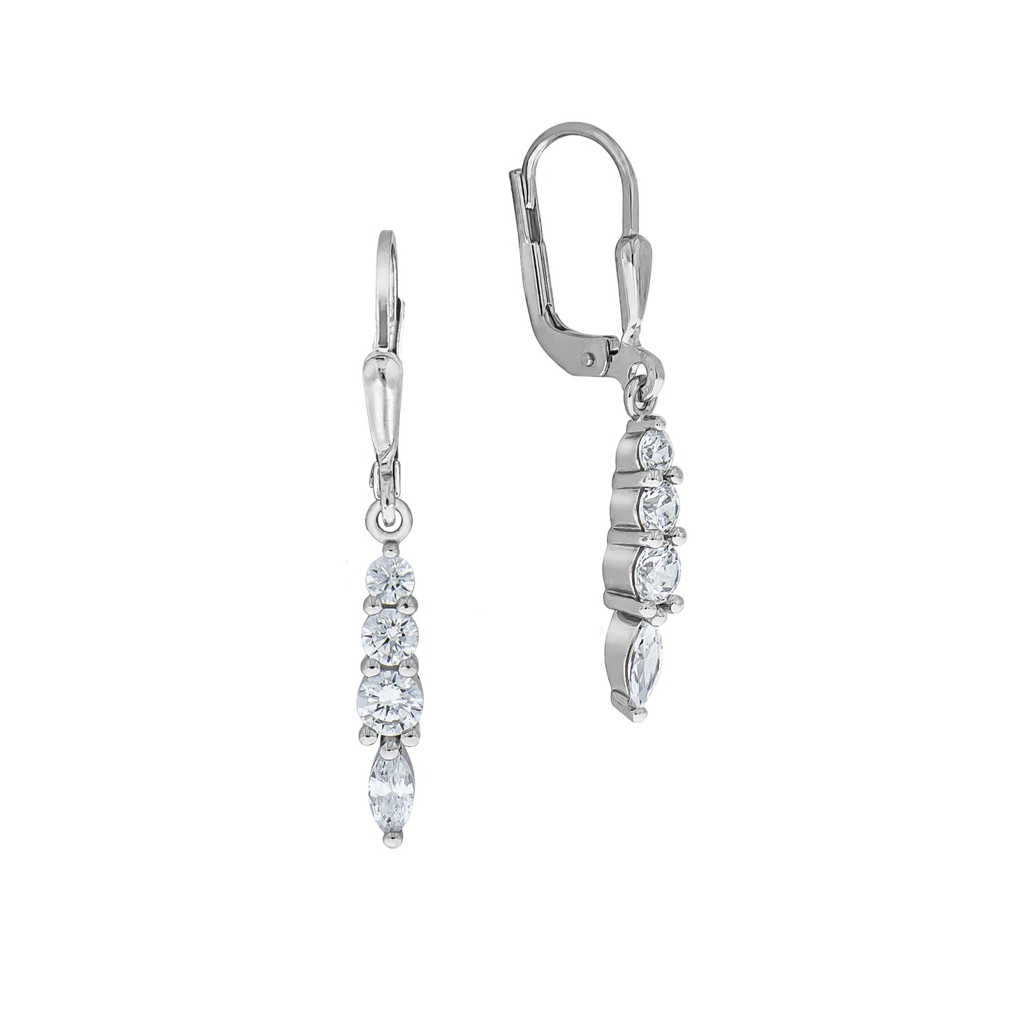 Ohrhänger 925/- Sterling Silber rhodiniert 3,1cm Zirkonia