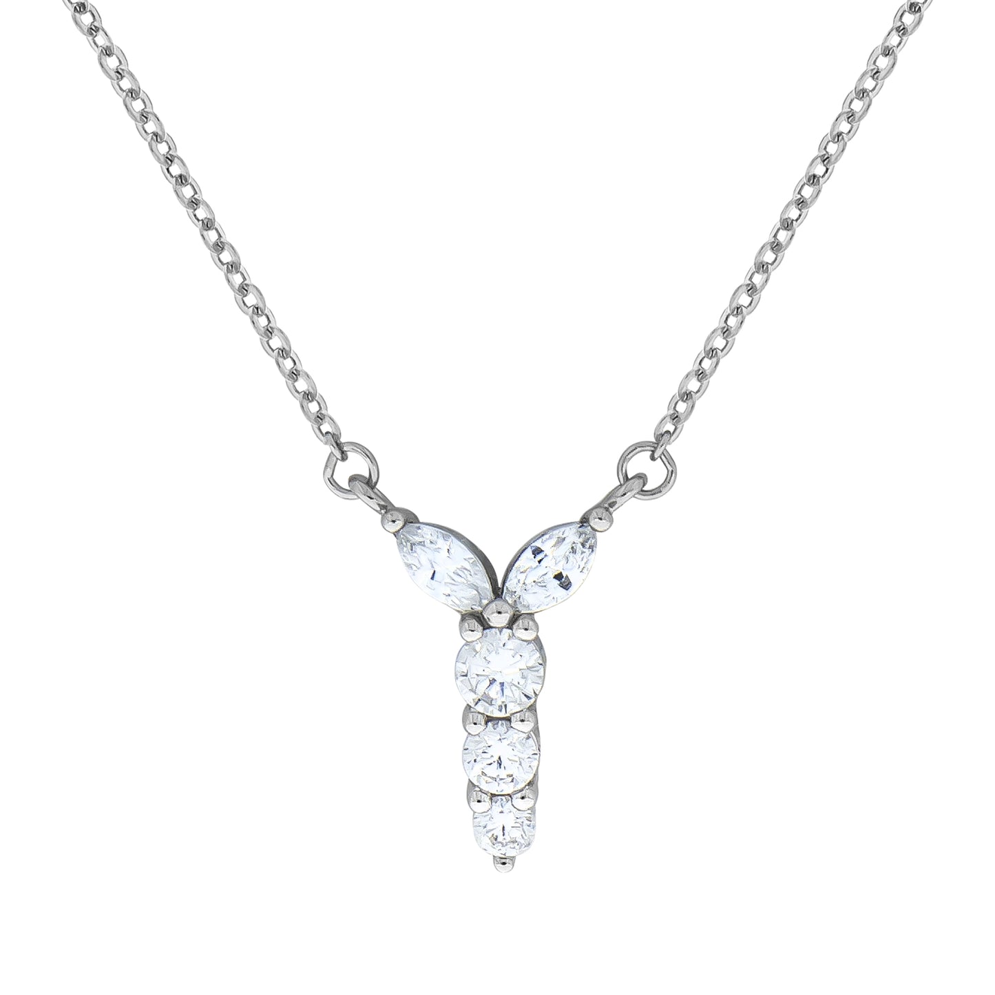 Collier Ankerkette 925/- Sterling Silber rhodiniert 45,0cm Zirkonia