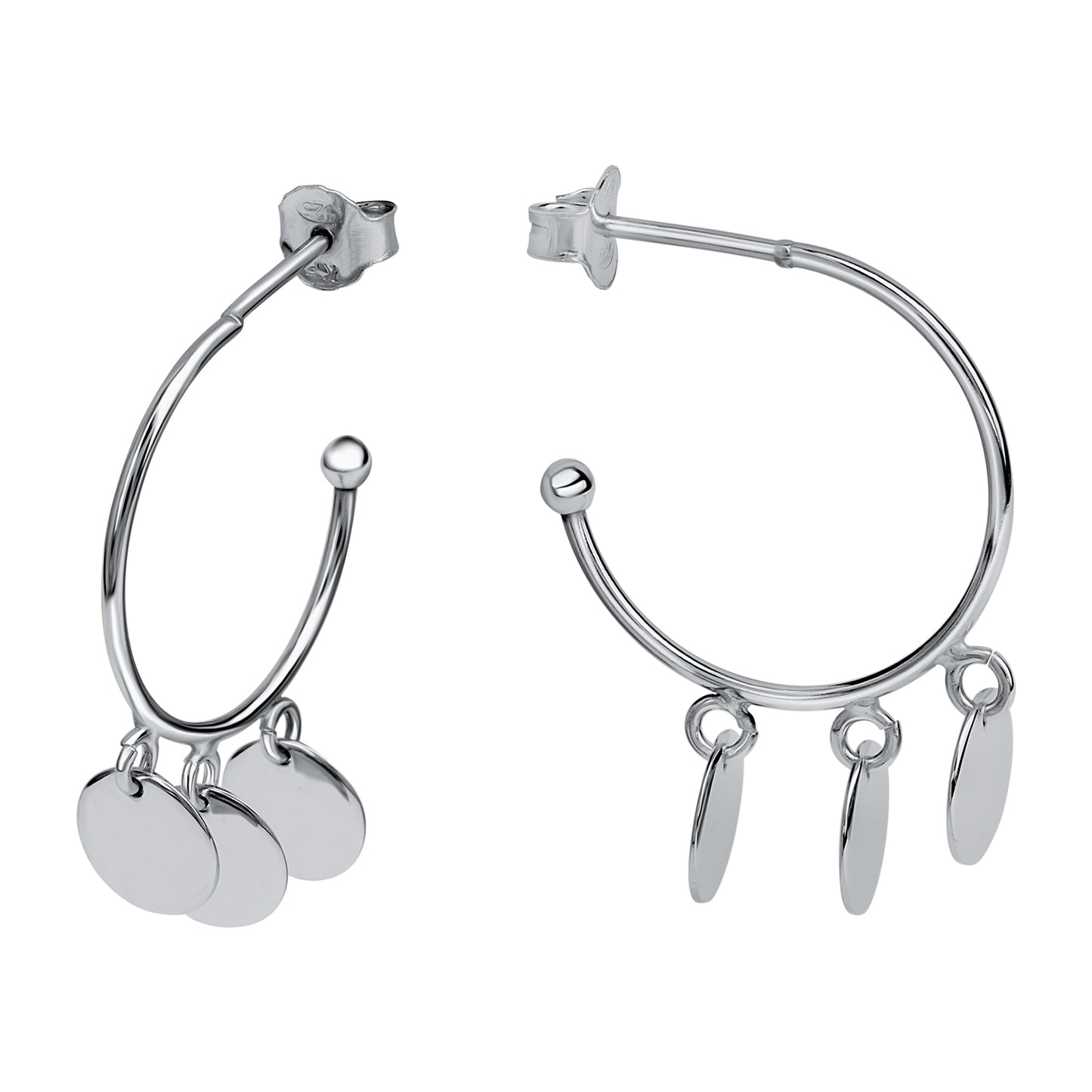 Steckcreolen 925/- Sterling Silber rhodiniert 1,9cm
