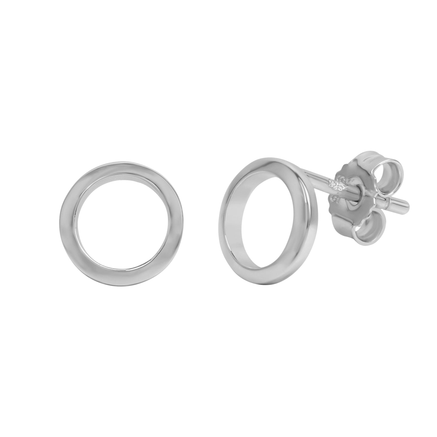 Ohrstecker 925 Silber rhodiniert gerieft 925/- Sterling Silber rhodiniert 1,0cm
