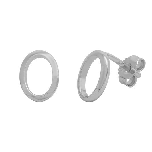 Ohrstecker 925 Silber rhodiniert oval 9x7mm 925/- Sterling Silber rhodiniert 1,0cm